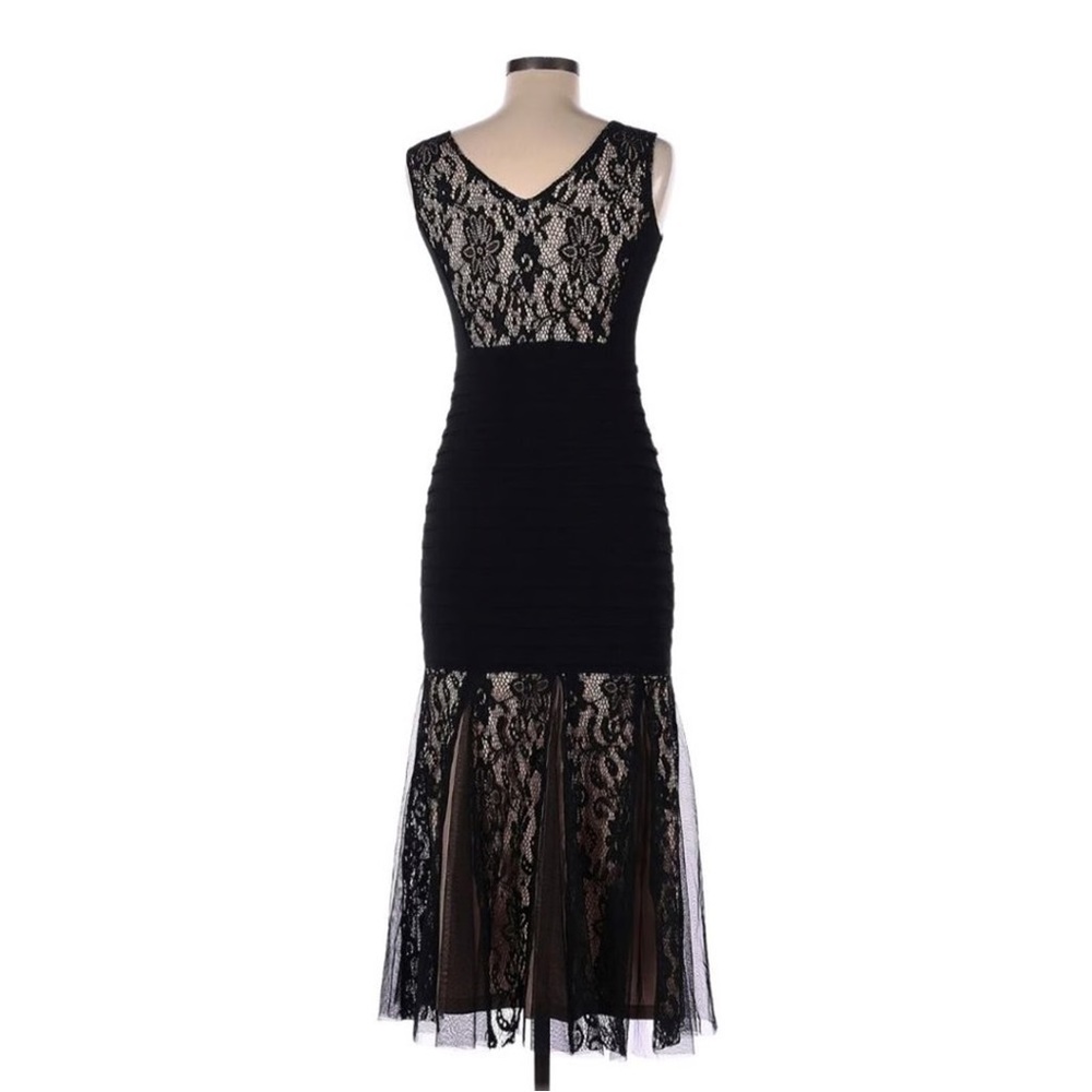 Candalite Women’s Lace Long Sleeveless Black Dress